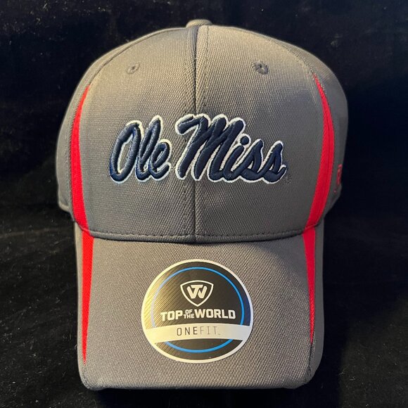 Top of the World Ole Miss Performance Fitted Charcoal Icon Hat NWT OS - Picture 1 of 3